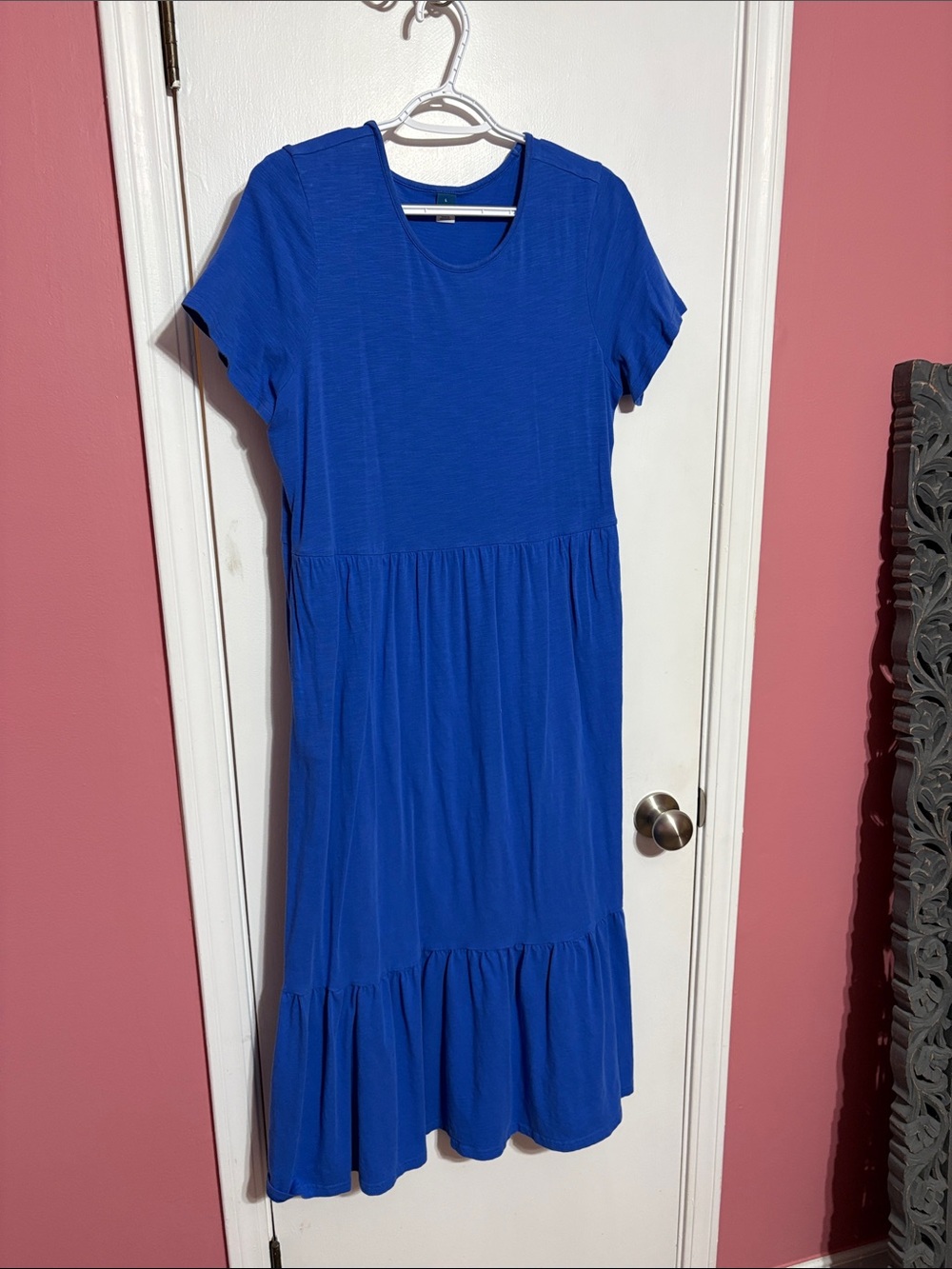 Women’s Royal Blue Short Sleeve Midi Tiered Dress